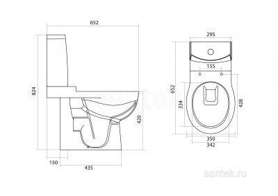 Унитаз - компакт с сиденьем микролифт Аллегро WH301955 Сантек фото в интернет-магазине Русалия