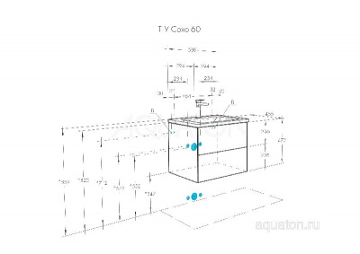 Тумба под раковину AQUATON Сохо 60 дуб веллингтон, графит софт 1A258001AJA00 фото в интернет-магазине Русалия