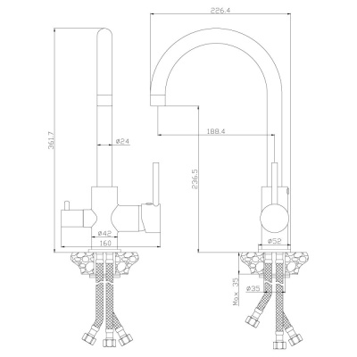 Смеситель для кухонной мойки Rossinka Z (Z35-28) фото в интернет-магазине Русалия