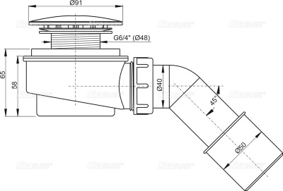 Сифон для душевого поддона A471 CR-60 AlcaPlast фото в интернет-магазине Русалия
