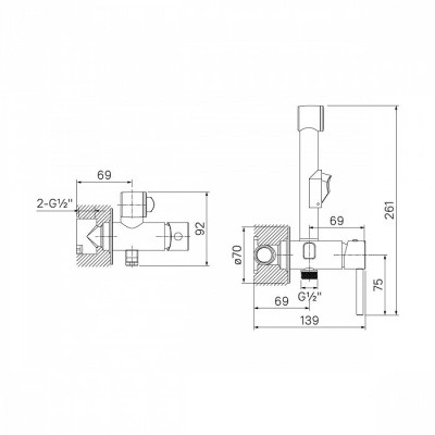 Встраиваемый смеситель IDDIS Axes с гигиеническим душем матовый черный (003BLR0i08) фото в интернет-магазине Русалия