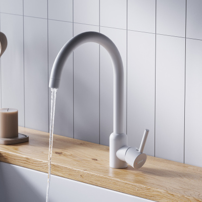 D3007033 Logic кухонный смеситель поворотный, белый фото в интернет-магазине Русалия