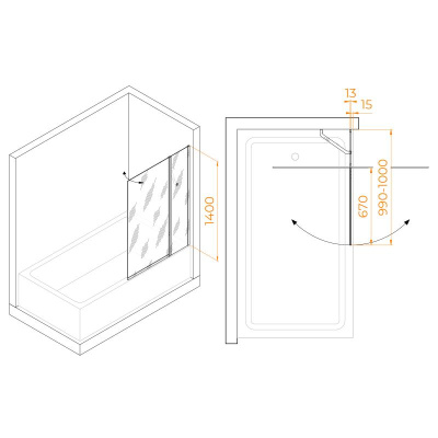 Шторка на ванну RGW SC-11, стекло прозрачное, профиль хром фото в интернет-магазине Русалия