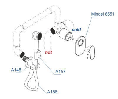 A85056 Встраиваемый комплект для биде со шлангом 150 см Wasserkraft фото в интернет-магазине Русалия