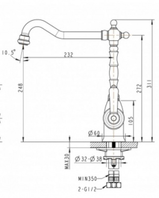 Смеситель для кухни Art золото F775109G Bravat фото в интернет-магазине Русалия