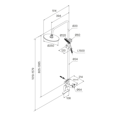 Душевая система Milardo Rora (RORWT4FM06) фото в интернет-магазине Русалия