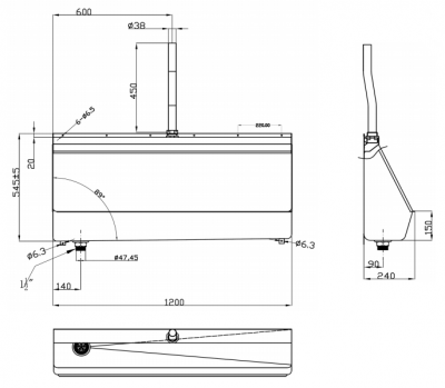 Писсуар (желобковый)-1,2 м. 2-005.1(L/R) Oceanus фото в интернет-магазине Русалия