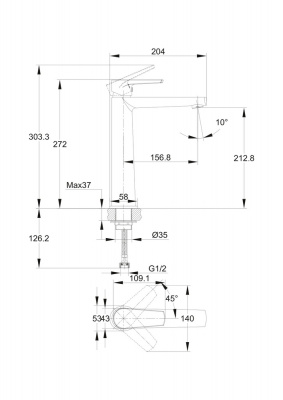 Смеситель высокий для накладной раковины Moduo A64095 Cersanit фото в интернет-магазине Русалия