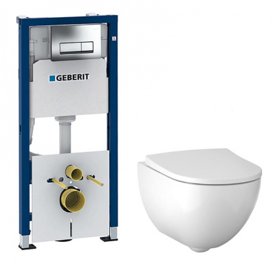 Комплект унитаз Acanto Rimfree с инсталляцией 500.128.21.A Geberit фото в интернет-магазине Русалия
