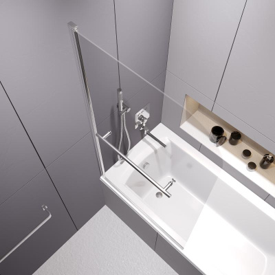 Шторка на ванну RGW SC-114, стекло прозрачное, профиль хром фото в интернет-магазине Русалия