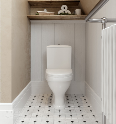 Унитаз - компакт с сиденьем Вест белый 1.P201.8.S00.00B.F Santeri фото в интернет-магазине Русалия