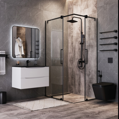 BOND F04-108 Унитаз подвесной безободковый черный с сиденьем с микролифтом фото в интернет-магазине Русалия