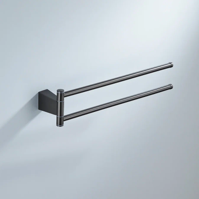 Полотенцедержатель поворотный двойной Shevanik SG5707T, оружейная сталь фото в интернет-магазине Русалия