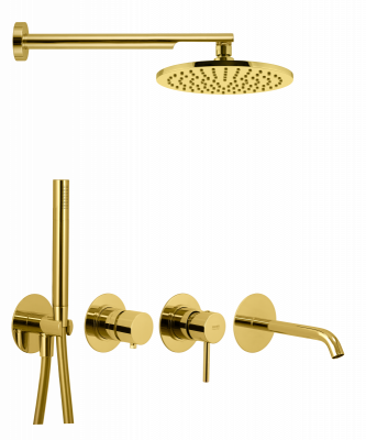 Душевая система Remer X Style X96D3SETDO, золото глянцевое фото в интернет-магазине Русалия