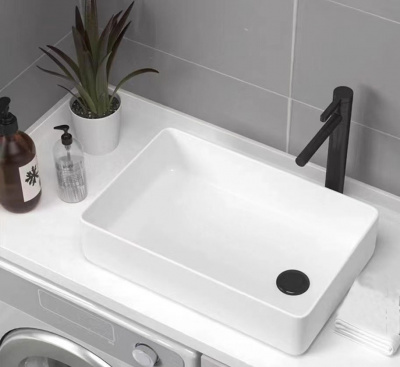 Раковина накладная прямоугольная 6250 со смещенным сливом CeramaLux фото в интернет-магазине Русалия