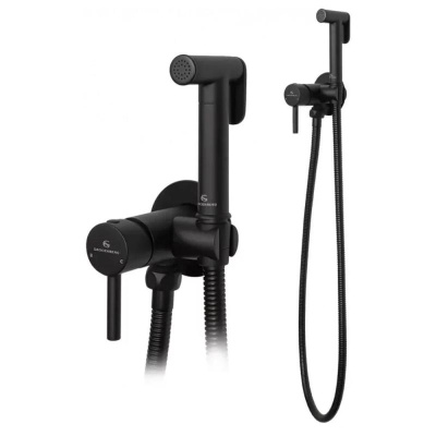 Гигиенический душ со смесителем встраиваемый Grocenberg GB001BL, черный фото в интернет-магазине Русалия
