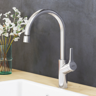 310722000 Eclipse, смеситель для кухни с двухрежимным регулируемым аэратором, хром фото в интернет-магазине Русалия