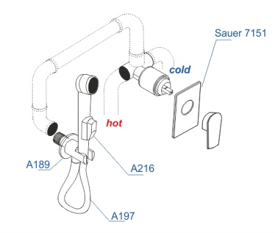 A71097 Встраиваемый комплект для биде со шлангом 150 см Wasserkraft фото в интернет-магазине Русалия