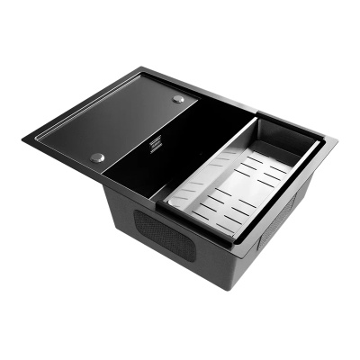 Кухонная мойка Ulgran Steel 680x500, черная брашированная сталь фото в интернет-магазине Русалия