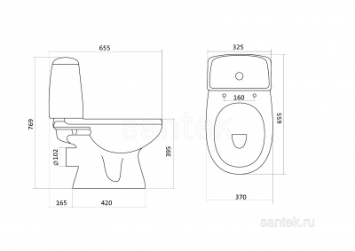 Унитаз - компакт с сиденьем микролифт slim Цезарь 1WH302415 Сантек фото в интернет-магазине Русалия