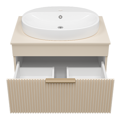 Тумба Enfida 70 подвесная (бежевая) с раковиной Ekokerama Doppia 65 Brevita фото в интернет-магазине Русалия