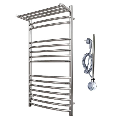 Полотенцесушитель электрический Point Альфа PN05150SPE П14 500x1000 с полкой левый/правый, хром фото в интернет-магазине Русалия