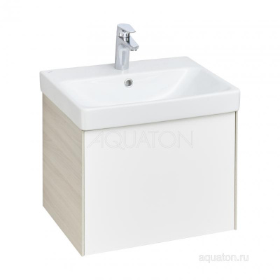 Тумба под раковину AQUATON Асти 55 белый глянец, ясень шимо 1A263101AXD70 фото в интернет-магазине Русалия