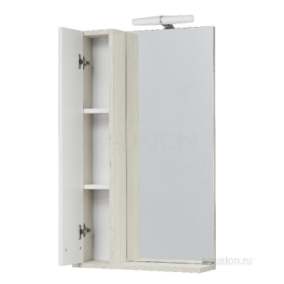 Зеркальный шкаф AQUATON Бекка PRO 50 белый, дуб сомерсет 1A214502BAC20 фото в интернет-магазине Русалия