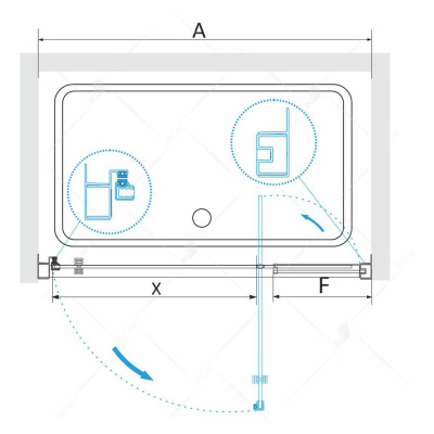 Распашная дверь для душа 100 PA-02 RGW фото в интернет-магазине Русалия