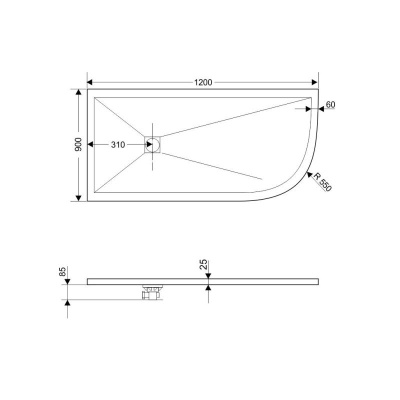 Каменный душевой поддон асимметричный RGW ST/AL-G Графит  900x1200 фото в интернет-магазине Русалия