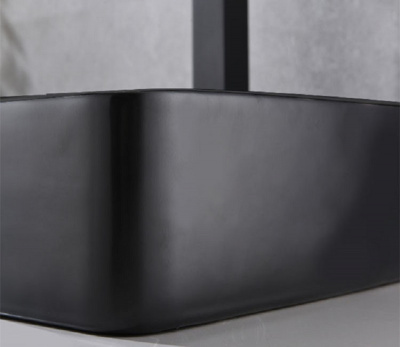 Раковина накладная прямоугольная черная матовая 9396MB CeramaLux фото в интернет-магазине Русалия