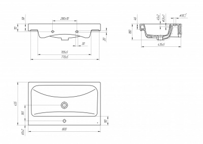 Раковина Moduo 80 UM-MOD80/1 Cersanit фото в интернет-магазине Русалия