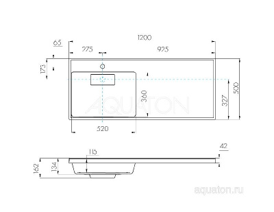 Раковина AQUATON Лондри 1200 белая левая 1A72843KLH01L фото в интернет-магазине Русалия
