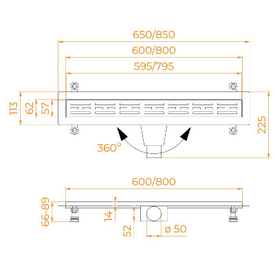Душевой лоток Drain Leo-20 с решеткой, 60 см RGW фото в интернет-магазине Русалия