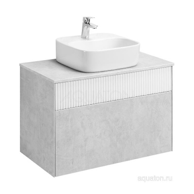 Тумба под раковину AQUATON Марбл 80 слэйт, белый матовый 1A276201MH4C0 фото в интернет-магазине Русалия