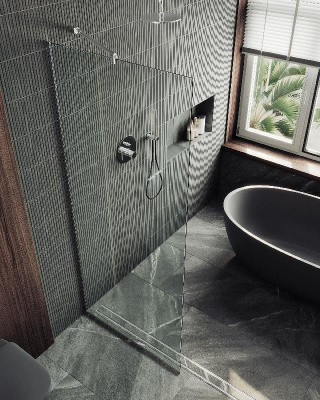 Душевая перегородка в узком  профиле 1950*790 Стекло 8 мм Бесцветное MGD-695-5у Maybah Glass фото в интернет-магазине Русалия