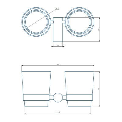 Стакан для ванной комнаты двойной Haiba HB8408, хром фото в интернет-магазине Русалия