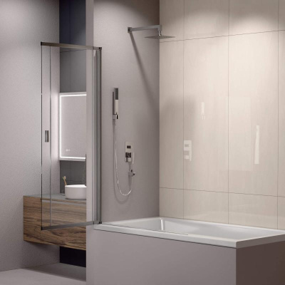 Шторка на ванну RGW SC-40, стекло прозрачное, профиль хром фото в интернет-магазине Русалия