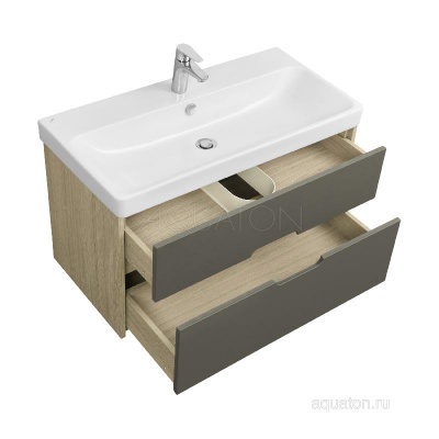 Тумба под раковину AQUATON Оливия 90 грей, дуб ойстер 1A254401OLUG0 фото в интернет-магазине Русалия