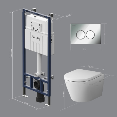 IS100151.741701 Инсталляция MasterFit с клав L глянц хром с подвес унит Sense FlashClean с сид Am.Pm фото в интернет-магазине Русалия
