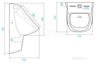 Писсуар Гала 1WH301774 Santek фото в интернет-магазине Русалия