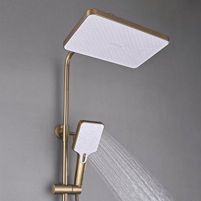 Душевая система Shevanik S6136G, золотой сатин фото в интернет-магазине Русалия