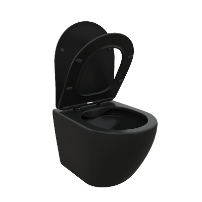 Унитаз TICINO Aria MB подвесной безободковый черный матовый, ТЕРМООБЖИГ (не плёнка) CT8918 Ceruttispa (485х365х350) фото в интернет-магазине Русалия