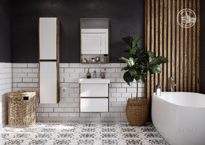 Зеркальный шкаф AQUATON Сканди 55 белый, дуб рустикальный 1A252102SDZ90 фото в интернет-магазине Русалия