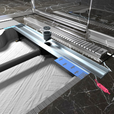 К-т водоотводящий желоб DP20-800 из нержавеющей стали + Декор. решетка LG20-800 Комплект: желоб DP20-800 + решетка LG20-800 фото в интернет-магазине Русалия
