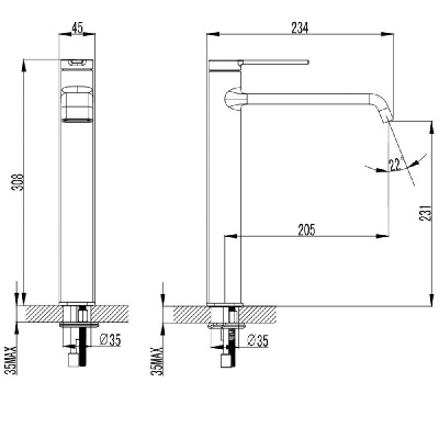 AQM6414BG Asti Смеситель для накладной раковины однорычажный, Brushed gold AQUAme фото в интернет-магазине Русалия