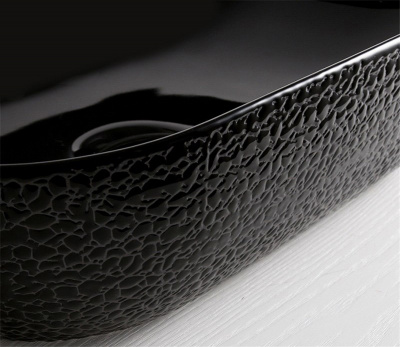 Раковина накладная овальная D1302H004 черный глянец CeramaLux фото в интернет-магазине Русалия