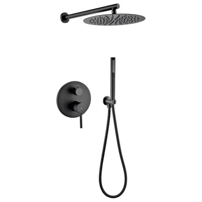 Душевая система встраиваемая (без излива) Grocenberg GB5099BL-3, черный фото в интернет-магазине Русалия