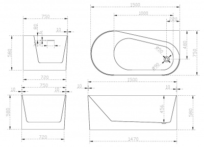 Акриловая ванна ABBER AB9496-1.5 R 150х75х58 см фото в интернет-магазине Русалия