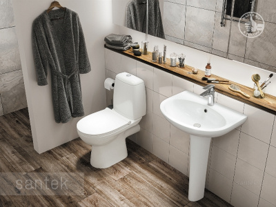 Унитаз - компакт с сиденьем микролифт slim Цезарь 1WH302415 Сантек фото в интернет-магазине Русалия